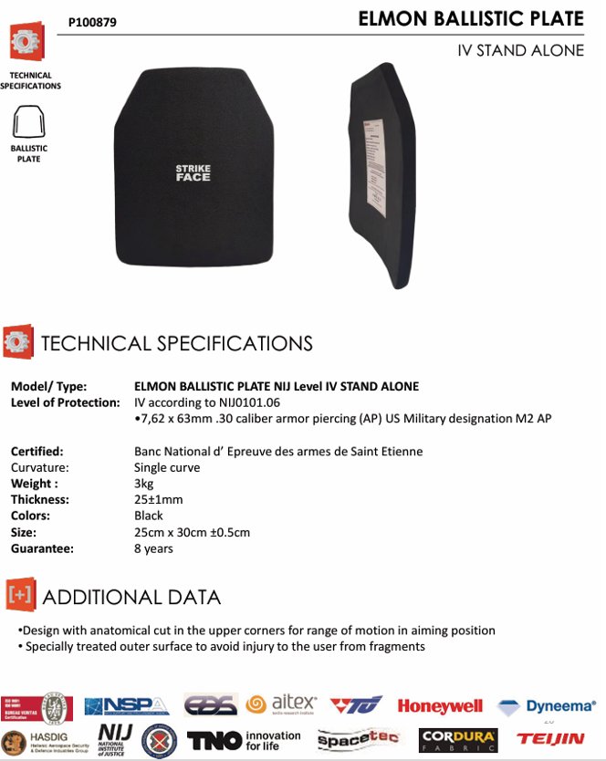 Elmon Ballistic Plate IV Stand Alone